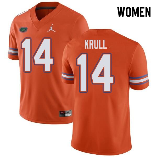 NCAA Florida Gators Lucas Krull Women's #14 Jordan Brand Orange Stitched Authentic College Football Jersey VNP5264CN